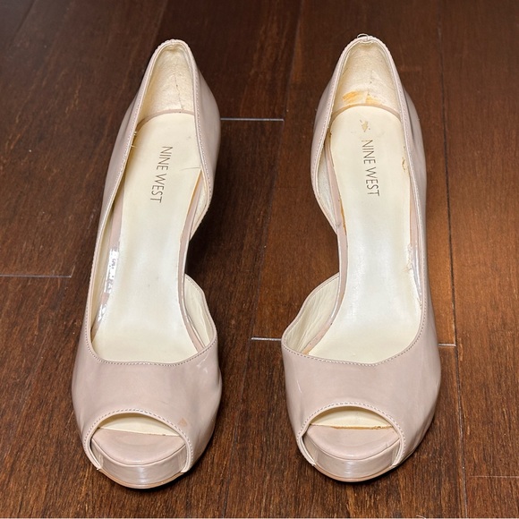 Nine West Nude Beige Peep Toe D'Orsay Platform Pumps Women’s Size 10 Heeled - Picture 2 of 8